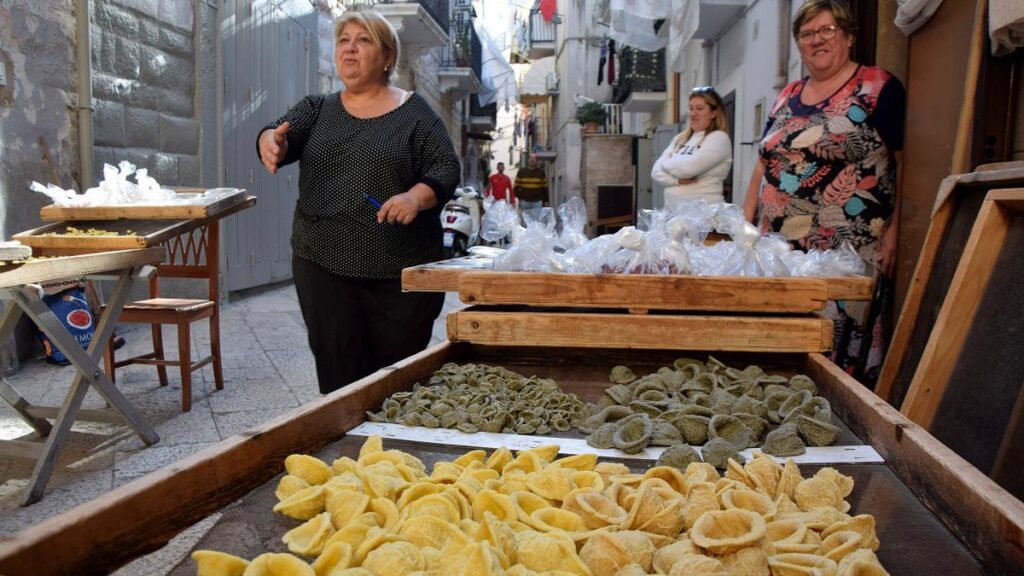 The orecchiette street in the old town of Bari