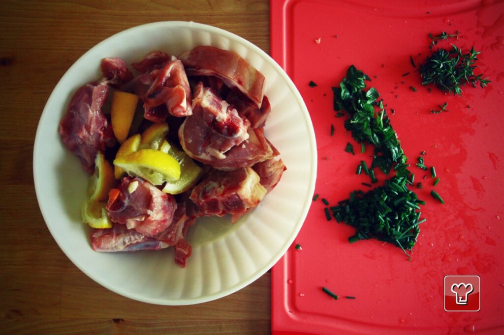 Lamb baked with potatoes, an Apulian second course