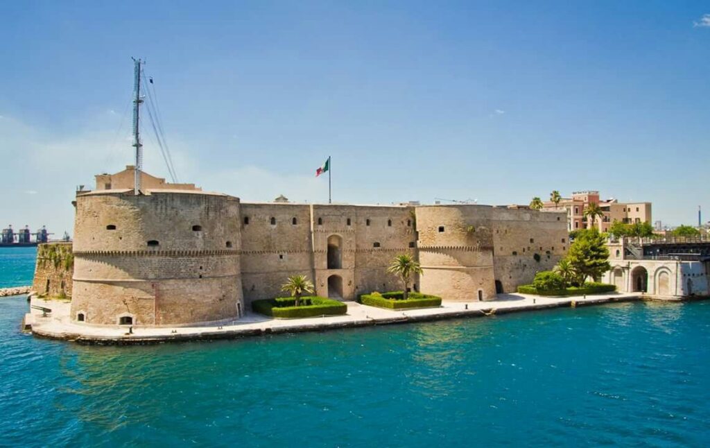 The Aragonese castle at the mouth of the port of Brindisi