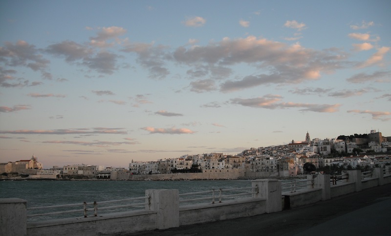 Vieste seen from the sea, with the old town on the headland