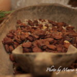 Dried Apulian broad beans in a wooden bowl, ready for soaking and soup